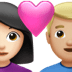 👩🏻‍❤️‍👨🏼 couple with heart: woman, man, light skin tone, medium-light skin tone display on Apple